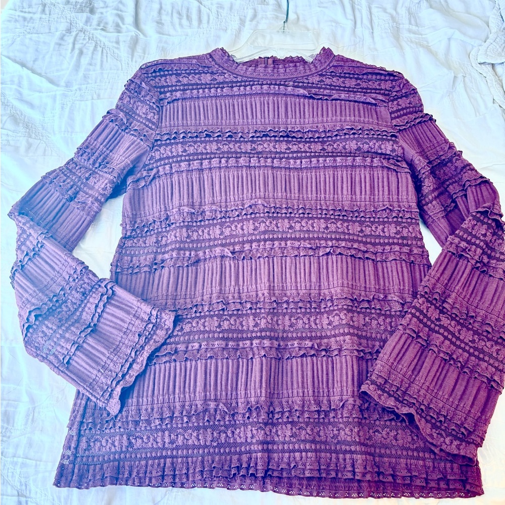 Chic Cranberry Lace Women's Knit Top